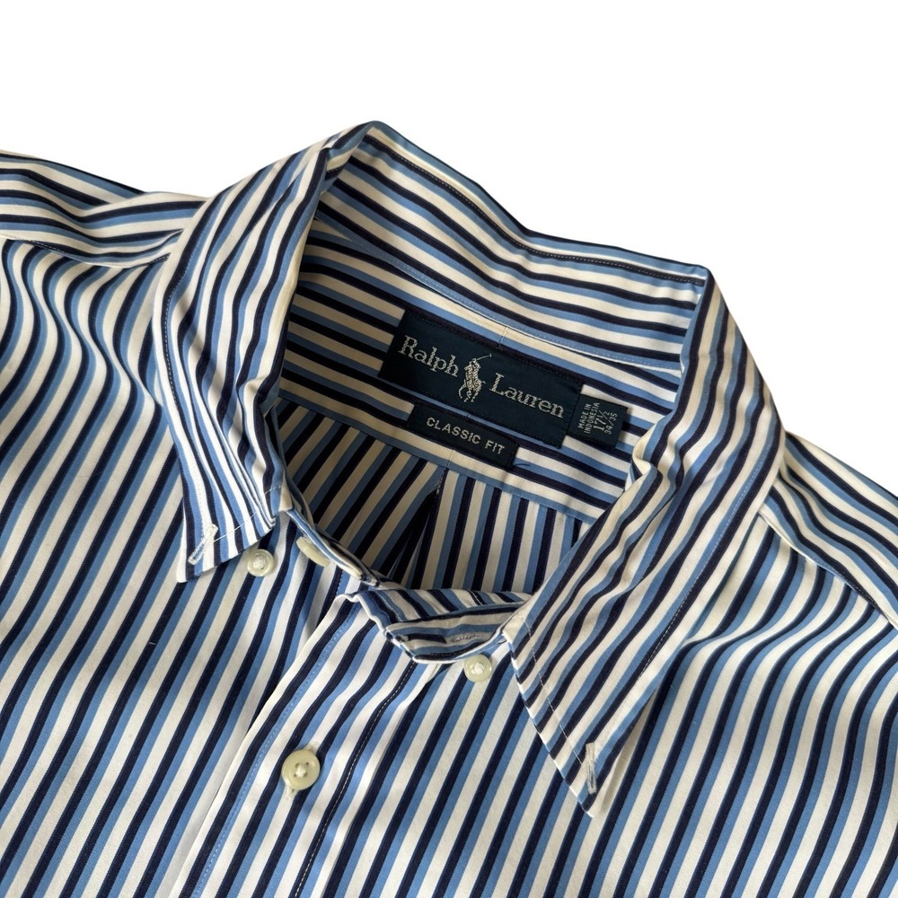 100% Cotton Ralph Lauren Classic Fit Button Down Shirt Size 17.5 - 34/35